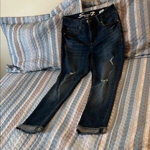 Seven7 Women's Dark Blue Ankle Jeans